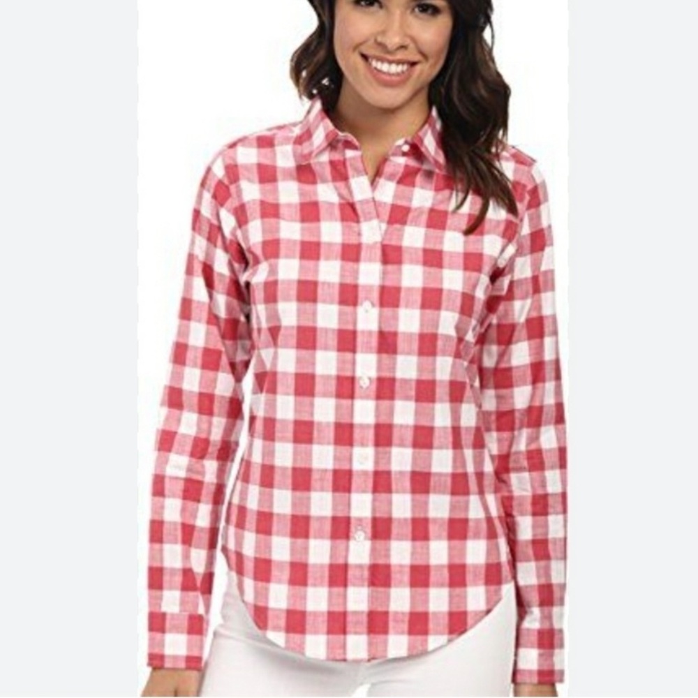 Pendleton Plaid Button Down Shirt Red White Long Sleeves Small